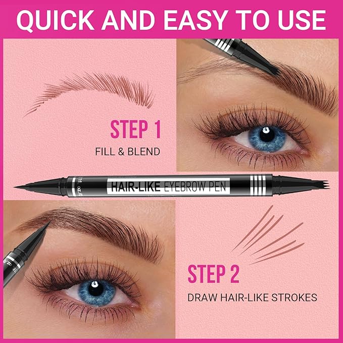 iMethod Eyebrow Pencils for Women - Eyebrow Pencil Magical 2-in-1 Dual-Ended Brow Pencil with 4-Fork-Tip & Ultra Precise Brush-Tip Create Natural Hair-Like Brows, Last All-Day, Natural Brown
