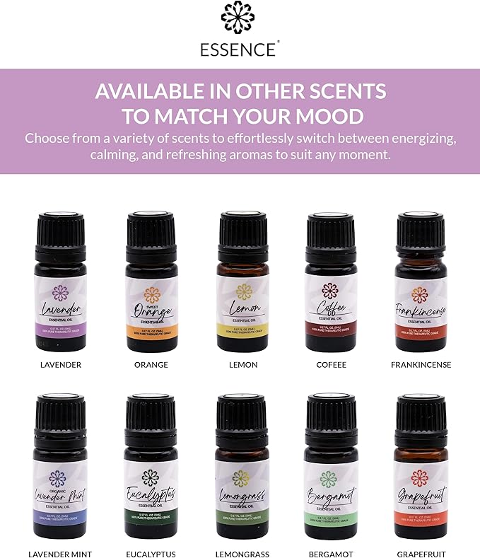 Essence Lavender Essential Oil – Pure & Therapeutic Grade – Perfect for Aromatherapy, Diffusers & Recharging Essence Nasal Diffuser Rings – Natural Stress & Mood Support (5mL)