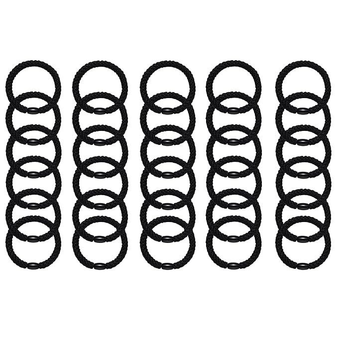 Hair Ties for Thick Hair 30 Pcs Elastics Hair Bands Ponytail Holders No Damage No Crease Hair Elastics For Women Girl(BLACK)