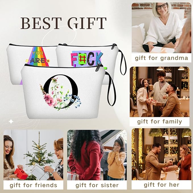 SEAMOON Women Birthday Unique Maid of Honor Friendship Gifts for Women Sister Bridesmaid Bride Personalized Travel Makeup Cosmetic Bag with Mirror Valentines Mothers Day Christmas Graduation O