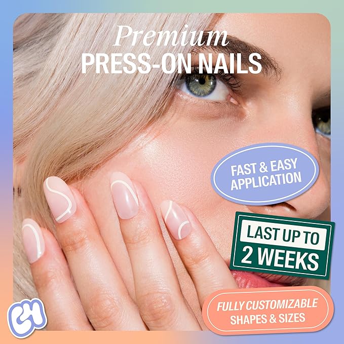 Chillhouse - Chill Tips, Press on Nails Kit - Pirouette (Oval) - 30 Nail Shapes & Sizes - Up to 3 Weeks of Wear - Customizable Fit - Reusable - Latina Founded & Women Owned - Beauty & Self Care