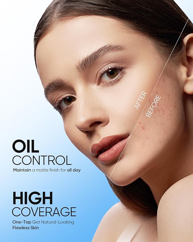 Velvet Matte Cushion Foundation Blue #04 Beige| Full Coverage,12H Oil Control,Ideal for Oily & Combination Skin,Waterproof,Long-Lasting, Lightweight, Hydrating,Transfer-Proof