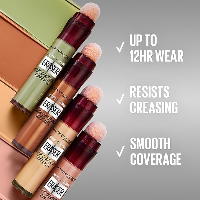 Maybelline Instant Age Rewind Instant Eraser Color Correcting Concealer, Crease-Resistant Coverage, Up to 12HR Moisturizing Wear, Orange Color Corrector, 159, 1 Count