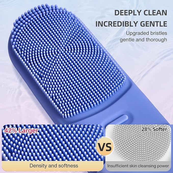 Face Scrubber with Heated,3 Modes Waterproof Rechargeable Portable Travel Size Makeup Remover Cleansing, Exfoliating and Massaging face wash Brush for Women & Men(Deep Ocean Key Blue)