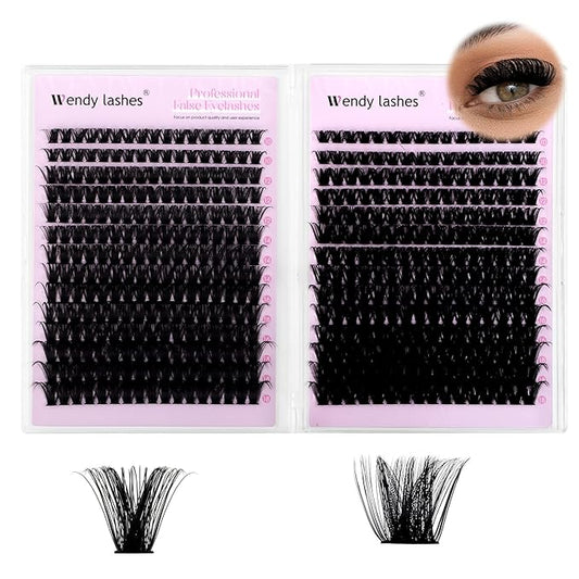 Lash Clusters DIY Individual Lashes 10-18mm D Curl Fluffy Eyelashes Extension 100P+200P Wispy False Eyelashes Volume Thick Eyelash Extension（28-100P+200P-07-D-1018）
