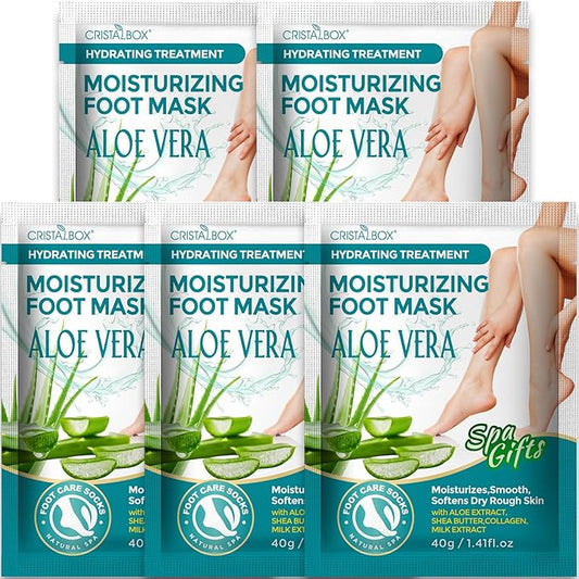 Moisturizing Foot Mask 5 Pack,Hydrating Foot Masks for Dry Cracked Feet,Moisturizing Socks Dry Skin Moisturizer for Soft and Smooth Touch Feet,Foot Care Spa Gifts for Women Men Valentines Gifts