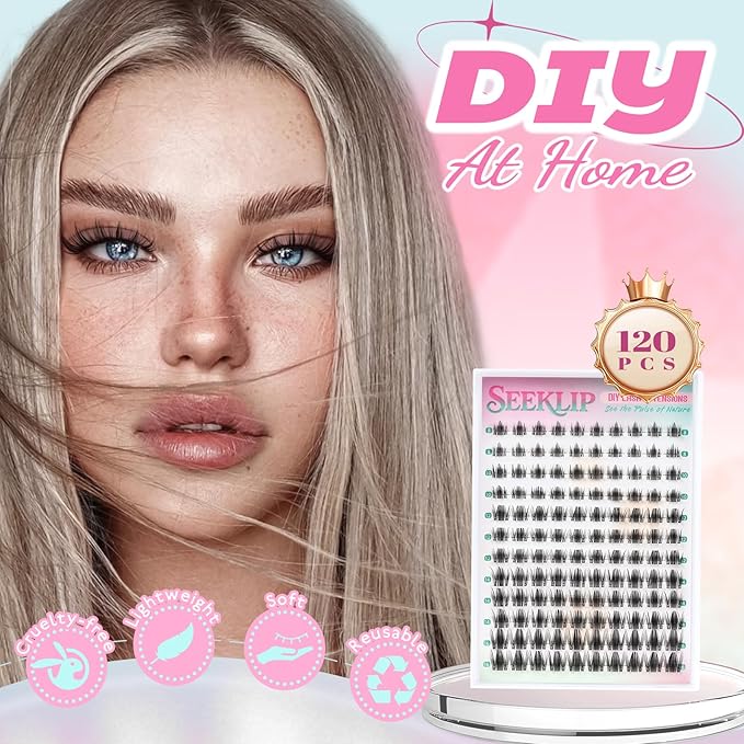 Lash Clusters Fairy Manga Lash Clusters Clear Band Fairy Anime Cluster Lashes 120Pcs C Curl 8-16MM Spiky Individual Lshes for DIY Cosplay Manga Eyes at Home (Iris)
