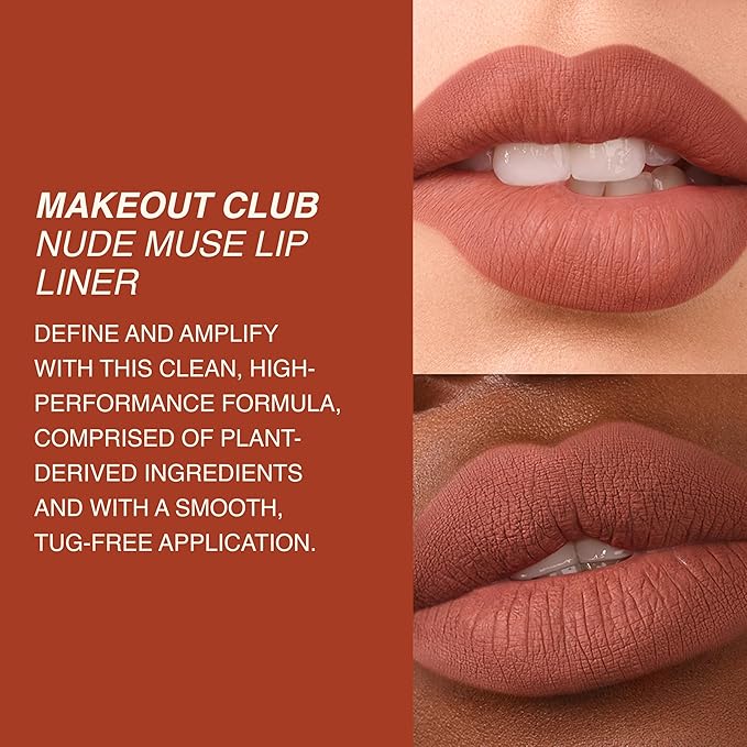 Freck Beauty MAKEOUT CLUB Nude Muse Lip Liner, Non Drying, Smooth Highly Pigmented Retractable Liner, Infused with Jojoba and Hyaluronic Acid | SHADE 05 (Cool Taupe Brown)
