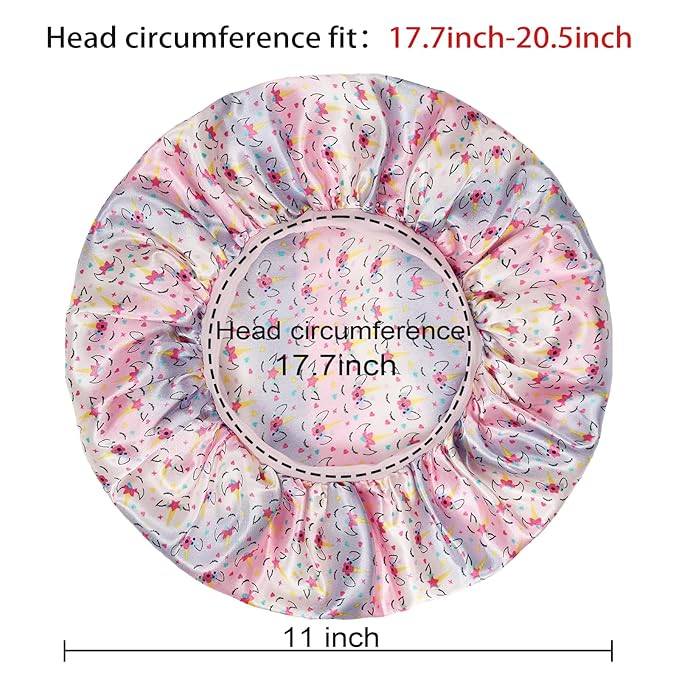 3 Pcs Bonnet for Kids, Kids Bonnets for Girls, Satin Silk Hair Bonnet for Sleeping, Soft Wide Band Sleep Cap for Curly Hair Braids for Teens Child Toddler