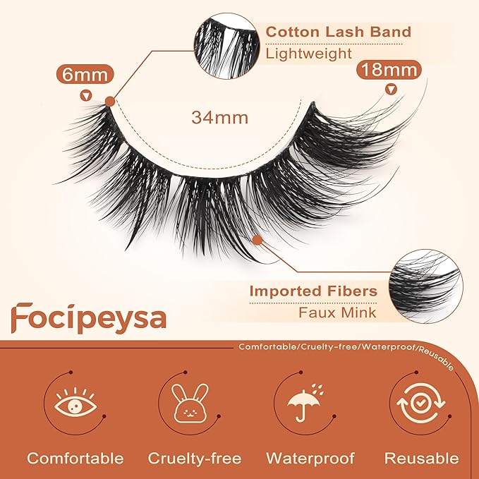 Focipeysa Spike Lashes Pack Wispy False Eyelashes Volume Faux Mink Lashes 18mm Natural Look False Lashes Short Strips Lashes by Focipeysa