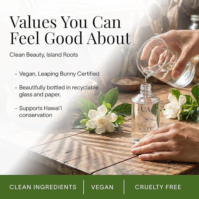 Kiele Gardenia Body and Hair Mist from Hawaii, Hair Perfume for a Light, Hydrating Refresh, Body Mist for Women and Men, Alcohol-Free, With Moisturizing Hyaluronic Acid & Glycerin, 3.4 oz