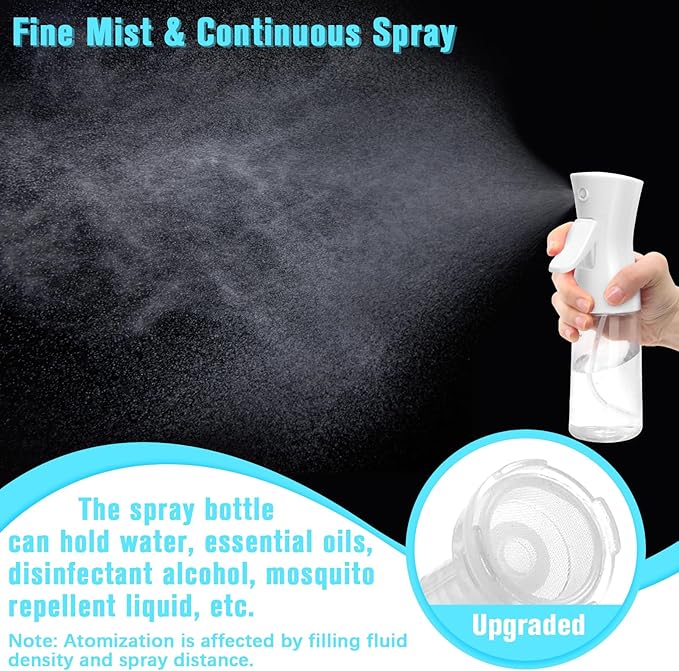 Fun Gift Spray Bottle For Hair,Continuous Water Mister for Hairstyling, Salons, Cleaning, Plants,Essential Oil Scents,Ultra Fine Mist Sprayer,6.8 OZ /200 ML-White(Christmas Gifts)