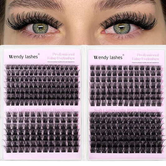 Wispy Individual Lash Clusters D-Curly Volume Lash Extensions 10-18mm Natural DIY Cluster Lashes for Beginners