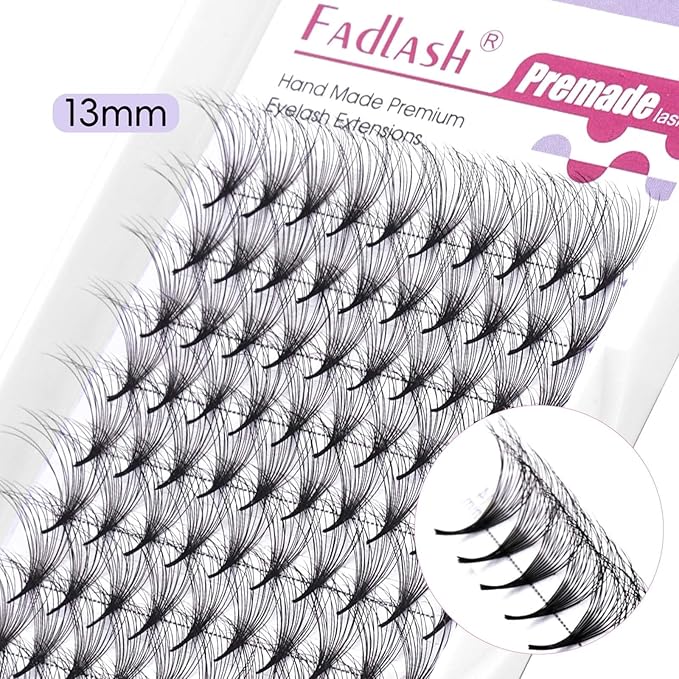 FADLASH Premade Lash Fans Double Layers Fluffy Premade Fans Eyelash Extensions 0.07 Thickness D Curl 10D Volume Lashes Premade Easy Fan Lashes (10D-0.07-D, 13mm)