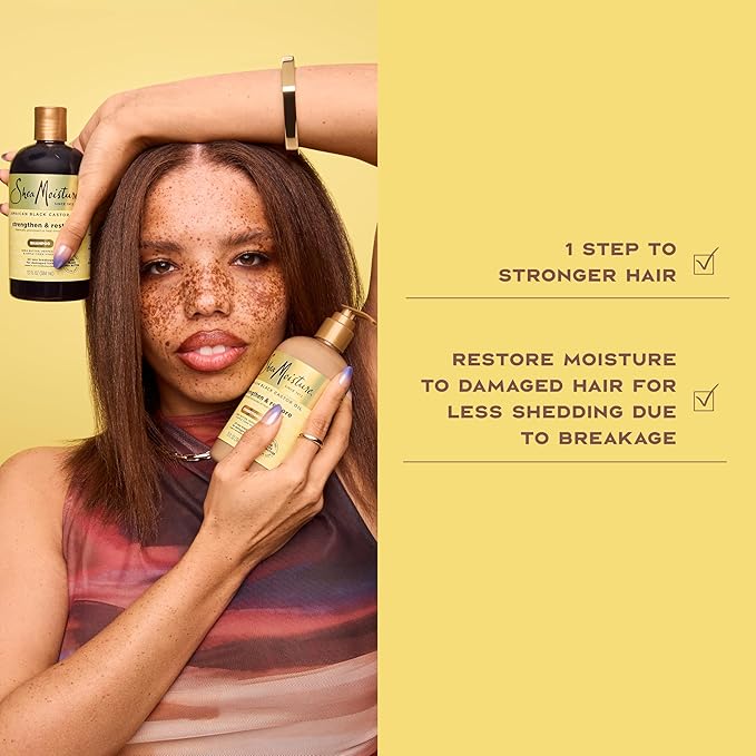 SheaMoisture Strengthen and Restore Rinse Out Hair Conditioner to Intensely Smooth and Nourish Hair 100% Pure Jamaican Black Castor Oil with Shea Butter, Peppermint and Apple Cider Vinegar 13 oz