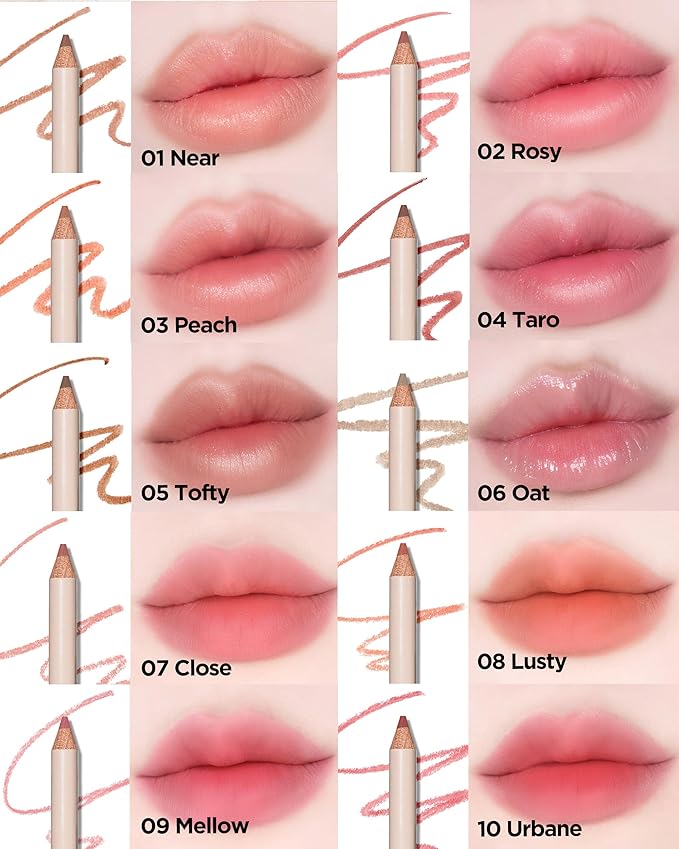THESAEM Cover Perfection Lip Pencil - 01 Near Skin Beige - Slim 4mm Lip Liner for Overlip Correction - Korean Makeup Lip Contouring Pencil Easy Blending Formula, 0.04oz