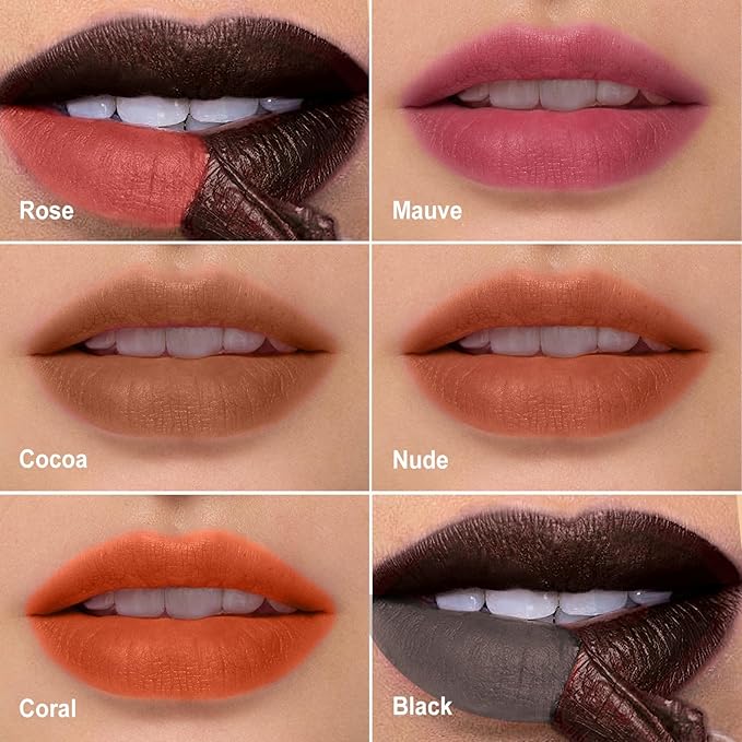 OETUIOW Lip Stain Peel Off, Lip Liner Moisturizing Long-Lasting & Waterproof, Transfer Proof & Plumping, Non-Stick Cup, Black Color