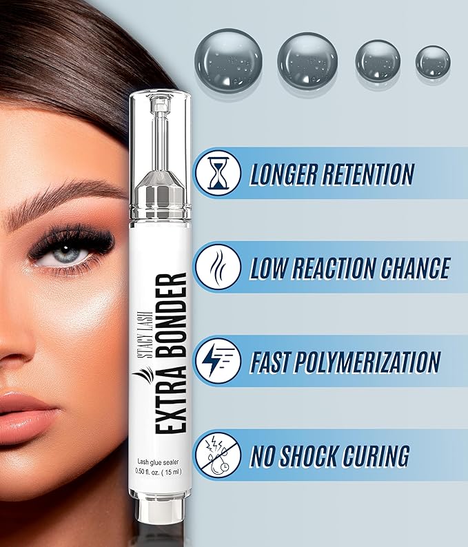 STACY LASH Bonder for Eyelash Extensions /0.50fl.oz./15ml/Reduces Lash Extension Glue Fumes/Super Sealer/Lash Tech Supplies/Lash Primer Aid/Professional Use
