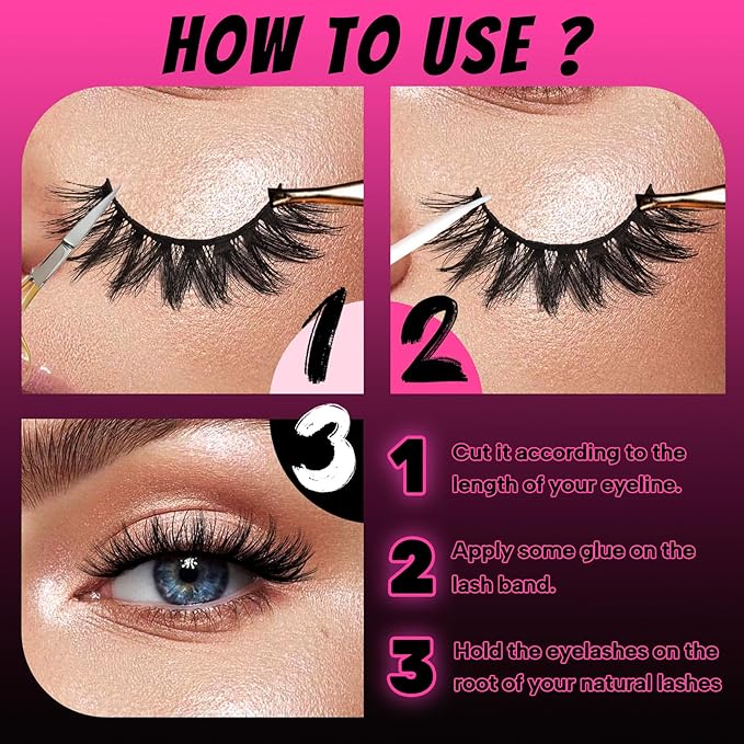 Veleasha Lashes 10 Pairs Natural Fluffy False Eyelashes Soft Wispy Lashes 3D Faux Mink Lashes Pack (V06)