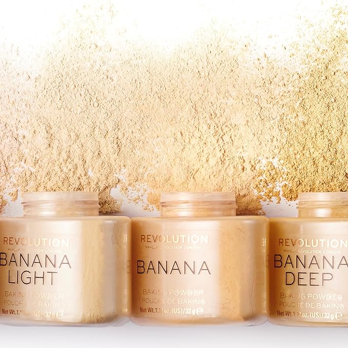 Revolution, Loose Baking Powder, Makeup Setting Powder, Long-Lasting Coverage, Mattifies & Reduces Shine, Banana Deep, 1.12 oz