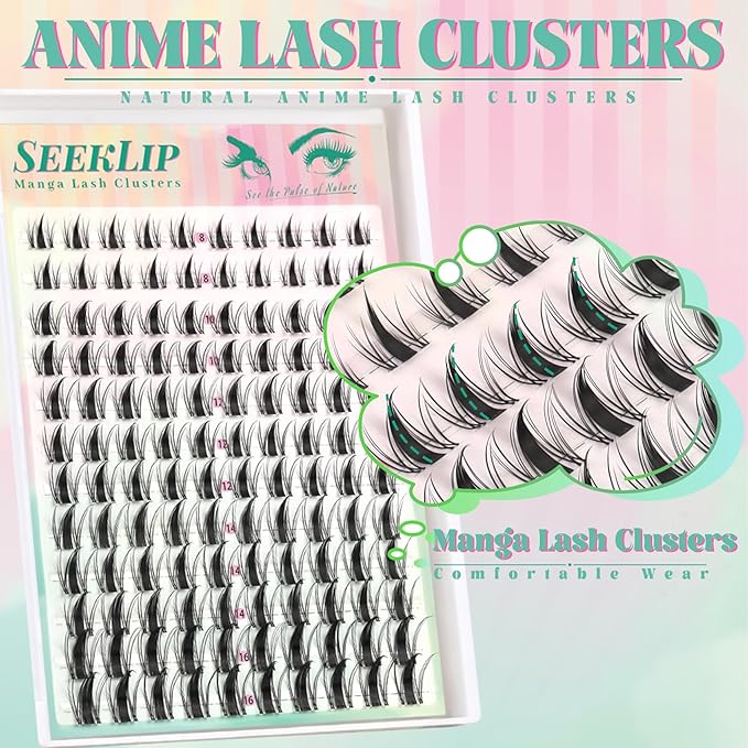 Lash Clusters Manga Fairy C Curl Deer Eyelash Clusters Natural Spiky Cluster Eyelash Extensions 120PCS 8-16MM Mixed Clear Band Doe Eyed Anime Wispy Lashes Cluster (Breath)