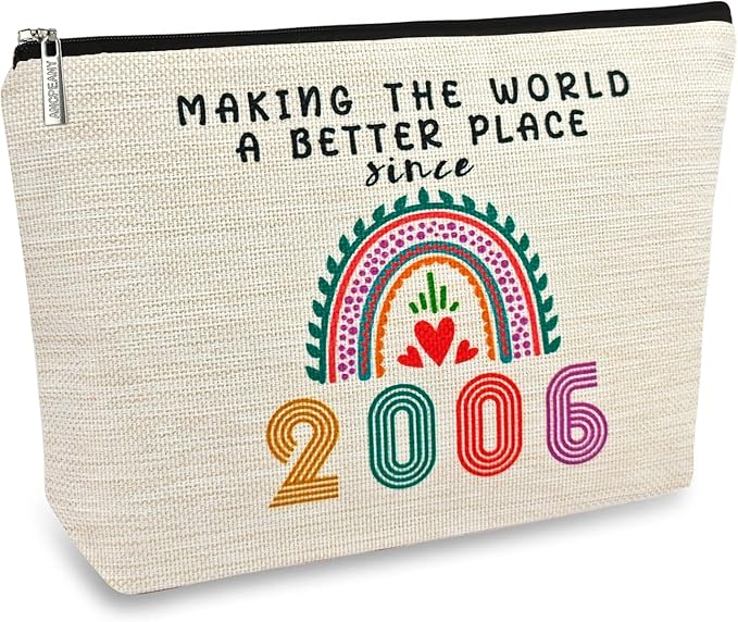 20th Birthday Gifts for Girls Makeup Bags, 2006 Happy 20th Birthday Decorations for Teen Girls, 20 Year Old Girl Birthday Gifts for Daughter, Sister, Granddaughter, Small Cosmetic Travel Pouch