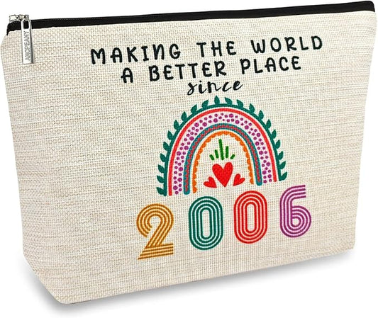 20th Birthday Gifts for Girls Makeup Bags, 2006 Happy 20th Birthday Decorations for Teen Girls, 20 Year Old Girl Birthday Gifts for Daughter, Sister, Granddaughter, Small Cosmetic Travel Pouch