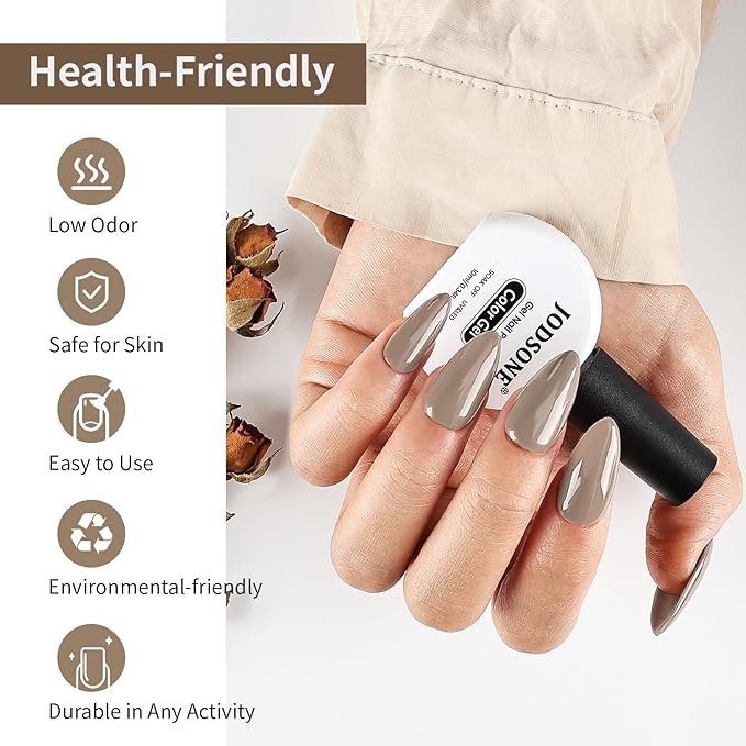 JODSONE Light Brown Gel Nail Polish 10ml Gel Polish Nude Brown Nail Color Long-Lasting Professional Finish Easy to Apply Low Odor Need U V Lamp Curing