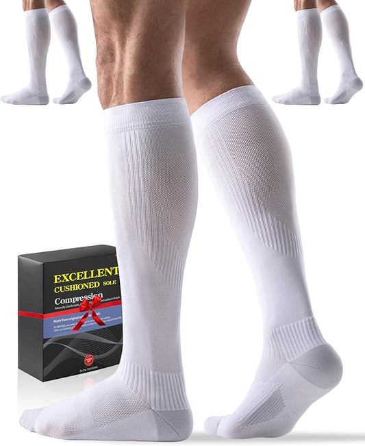 Bbfrey Compression Socks with Cushioned Sole & Arch Support - 15-20 mmHg Moderate Support Socks for Sports, Travel, Flying