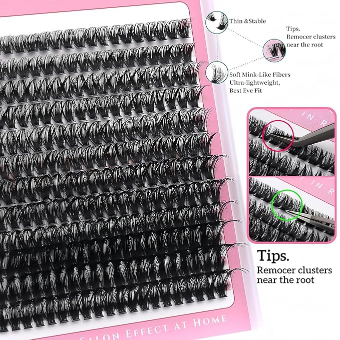 YIDUO 3 Styles Lashes Cluster Kit 720Pcs Eyelash Extensions Kit 40P+60P+80P 8-18mm D Curl Volume False Eyelashes DIY Individual Wispy Fake Eye Lashes Combo Packs with Bond&Seal |Tweezers | Removers
