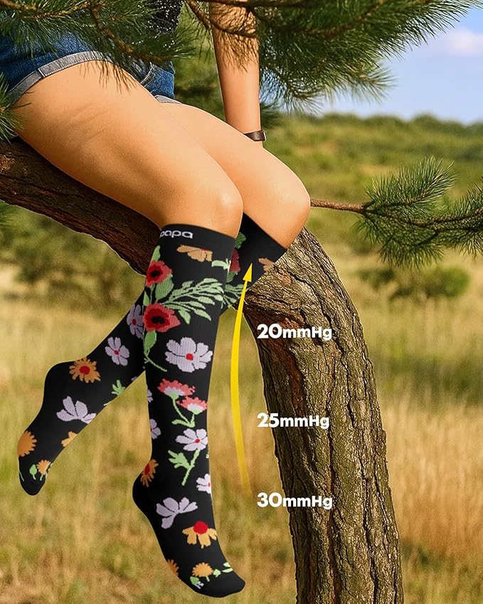 Lalapapa Cute Compression Socks for Women - 3 Pairs 20-30 mmHg Graduated Support Lightweight for Daily Wear Travel Nurse