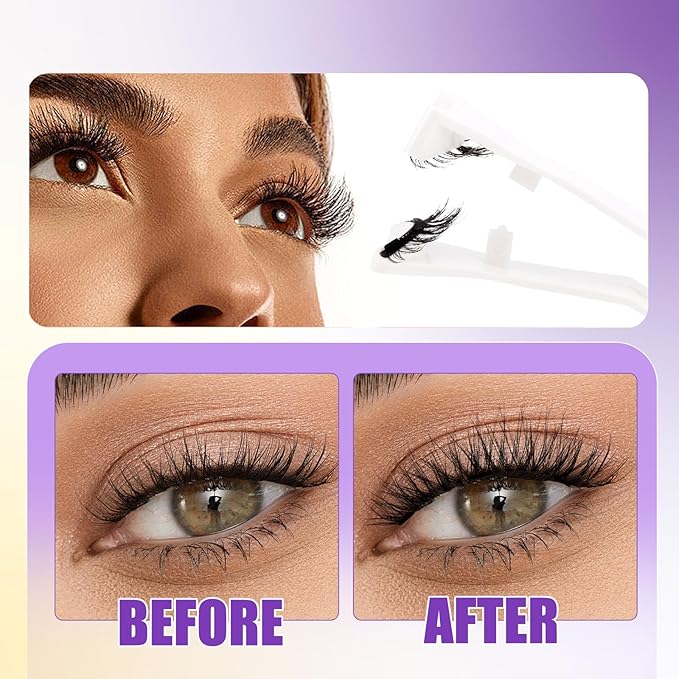 2-Pairs Magnetic Eyelashes Kit with Applicator: Wendy Natural Reusable False Lash Soft Waterproof False Lash No Glue Needed, K8-604-X1