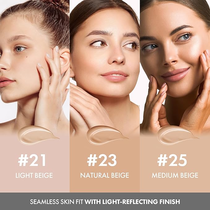 Blending Cushion 4-in-1 Korean Cushion Foundation with Italian Caviar, Collagen & Hyaluronic Acid - 12HR Long Lasting, Hydrating & Age-Defying Makeup Concealer 0.44 oz (#25 Medium Beige)