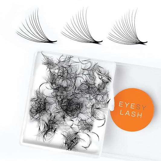 Eyesy Lash 500 Promade Fans - Volume Premade Lash Fans for Eyelash Extensions Pointy Base Handmade Loose Pre Made Eyelashes Middle Stem Soft and Lightweight (16D 0.03 D 12mm)