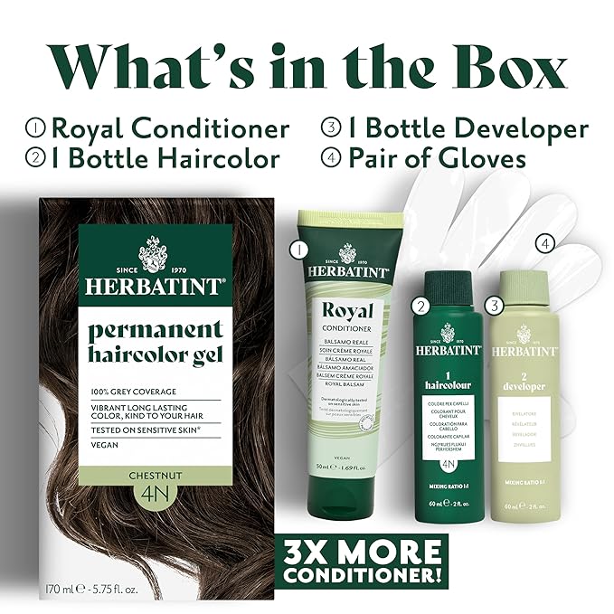 Herbatint Permanent Hair Dye For Women - 8N Light Blonde - For Up To 100% Gray Coverage of Resistant Gray Hair - Ammonia-Free, Alcohol-Free & Vegan - Salon Influenced Hair Color 5.75 fl oz