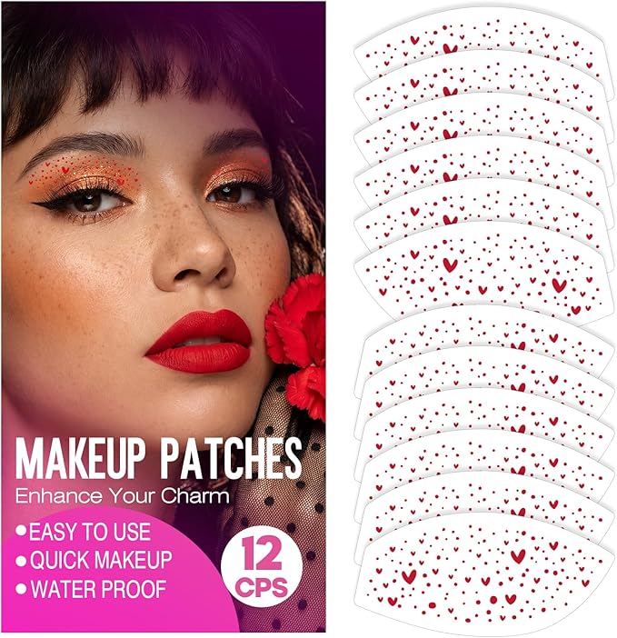 Eye Speckles & Glitter Freckles Makeup Patches, Temporary Eyeliner Stickers with Pink Bow Designs, Cute Makeup Accessories for Women, Cosmetic Glitter for Face(6 Pairs)