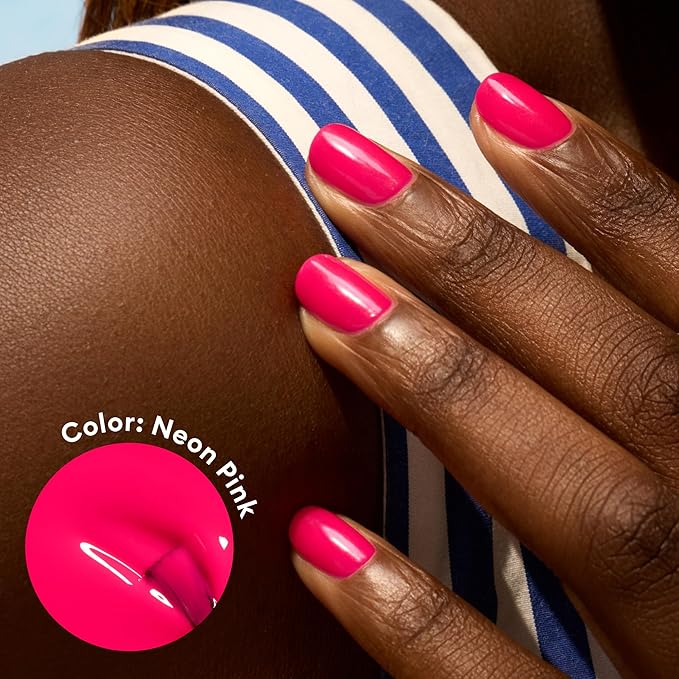 Manucurist Green Nail Polish Neon Pink -Bright Neon Pink Nail Polish - 9-Free, Plant-Based and Vegan - Manicure - Made in France - 0.5 fl oz
