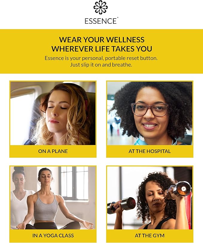 Essence Wearable Aromatherapy Nasal Diffuser – Lemon Essential Oil Nose Ring Silicone Inhaler for Stress & Mood Support - Made in USA & Travel-Friendly (3 Pack)