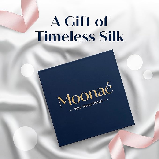 Moonaé Mulberry Silk Pillowcase – Pure Silk Pillow Cover for Healthier Hair & Smoother Skin – Soft, Breathable and Temperature-Regulating, Luxurious Silk Case Colors White-S