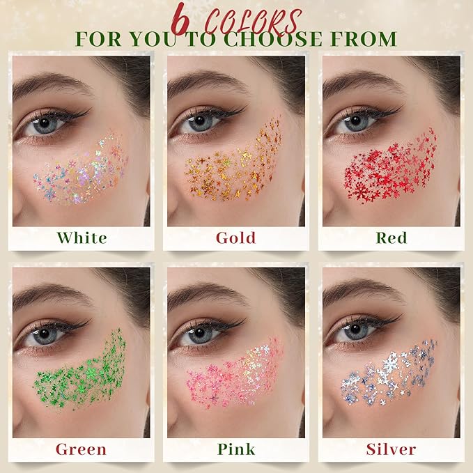 Teenitor Body Glitter Face Glitter Gel, 6 Colors Glitter Makeup for Kids, Face Paint for Women, Concerts Rave Accessories