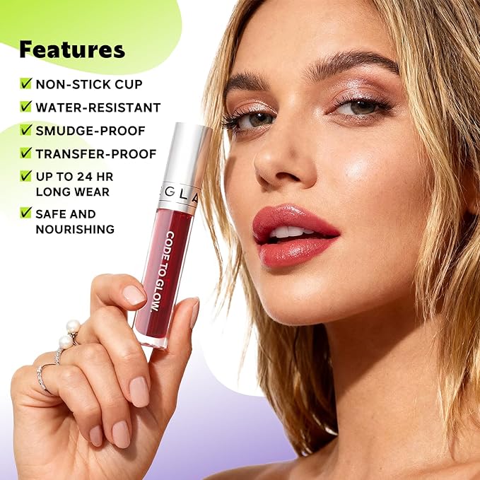 Glam Code Lip Stain Wipe-Off Lip Tint Waterproof Non-stick to Cup Transfer-Resistant, Smudge-Proof Easy Wipe Finish, High Pigment | All-Day Vibrant Kiss-Proof Lip Stain - 01# Rose Purple