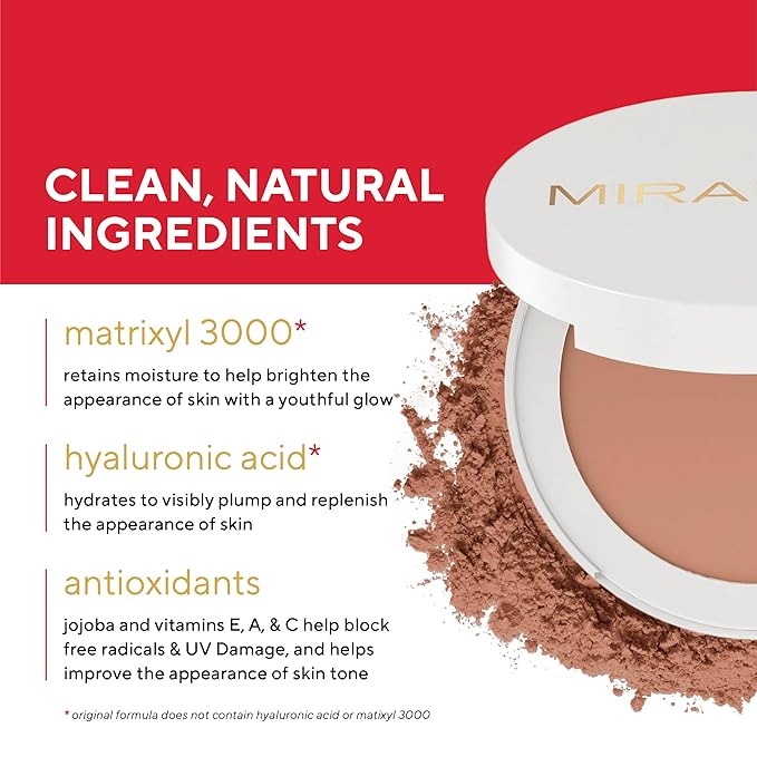 MIRABELLA - Invincible for All Pure Press Foundation, HD-Finish Pressed Powder, Buildable Mineral Pressed Powder Compact with Jojoba & Triglyceride, Age-Defying Makeup for All Skin Types, Ivory 14