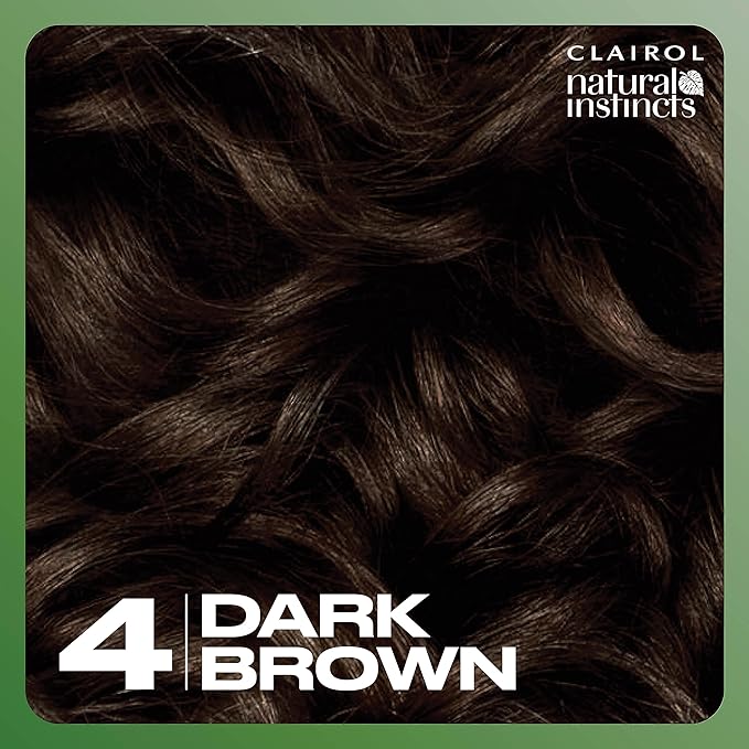Clairol Natural Instincts Demi-Permanent Hair Dye, 4 Dark Brown Hair Color, Pack of 3