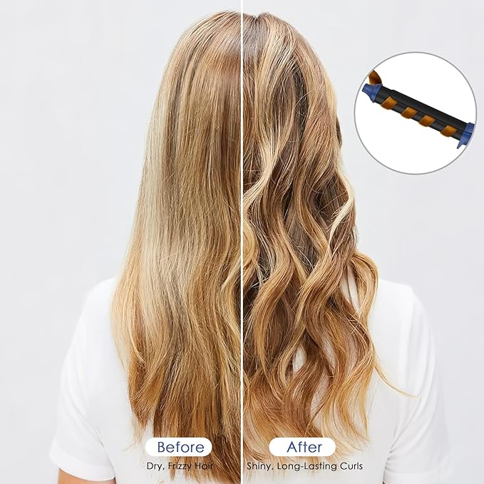 1.25 Inch Oval Curling Iron with Clamp, 6-Level Dial Temp Control 180–450℉, Tourmaline Ceramic, Fast PTC Heating, 100–240V Dual Voltage Long Barrel Curler