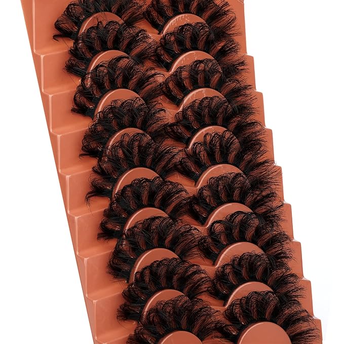 Mink Lashes Fluffy False Eyelashes 20mm Long Faux Mink Lashes Dramatic Curl Lashes that Look Like Lash Extension 9 Pairs Multipack