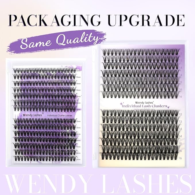 DIY Lash Clusters Natural Wispy: 280Pcs, 30D+40D, Wendy, Ultra-light, Natural, Wispy, Waterproof, Cat Eye, D Curl, 12-16mm Mixed, RR126