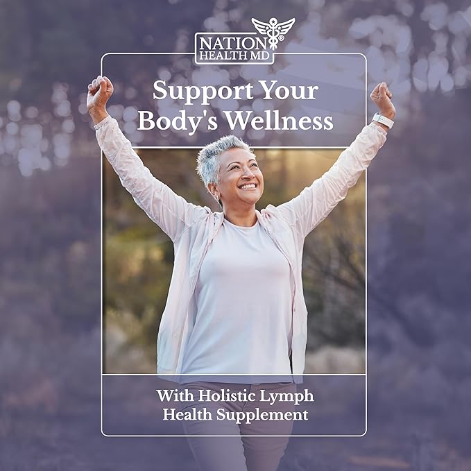 NATION HEALTH MD Lymph MD - Lymphatic Drainage Supplement - with Bromelain, Echinacea, Burdock Root, Dandelion, Rutin, Kelp & More - Lymph System Support for Women & Men - 120 Capsules