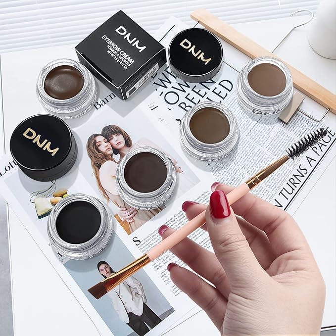2Pcs Brow Pomade Set with Dual-ended Eyebrow Brush, High pigment Water proof Natural finish Eyebrow Makeup Set with Eyebrow Brush for Women and Girls（03#）