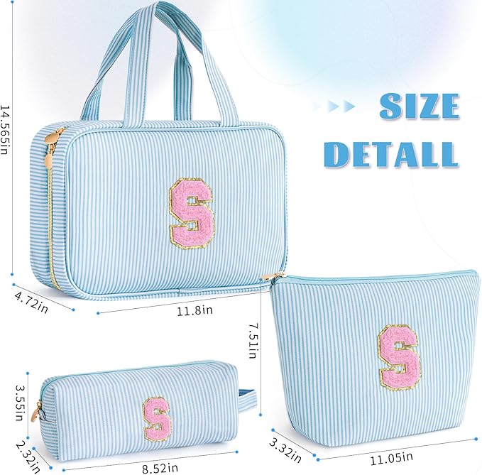Christmas Gifts for Teenage Girls Stocking Stuffers for Teen Girl Initial Makeup Bag | Cosmetic Toiletry Bag | Birthday Gift for 8 9 10 11 12 13 Years Old | Trendy Stuff - Blue S