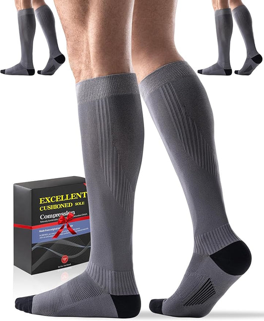 Bbfrey Compression Socks with Cushioned Sole & Arch Support - 15-20 mmHg Moderate Support Socks for Sports, Travel, Flying